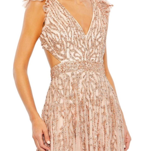 Mac Duggal Pink and Gold Evening Gown style # A5682 - Picture 2 of 5